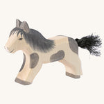 Ostheimer running Shetland pony on a plain background. 