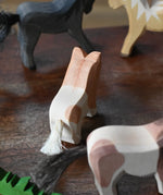 The hand painted mane detail on the Ostheimer Shetland colt horse wooden toy figure. 