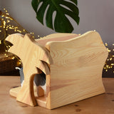Back of the Ostheimer small wooden toy stable.