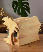Back of the Ostheimer small wooden toy stable.