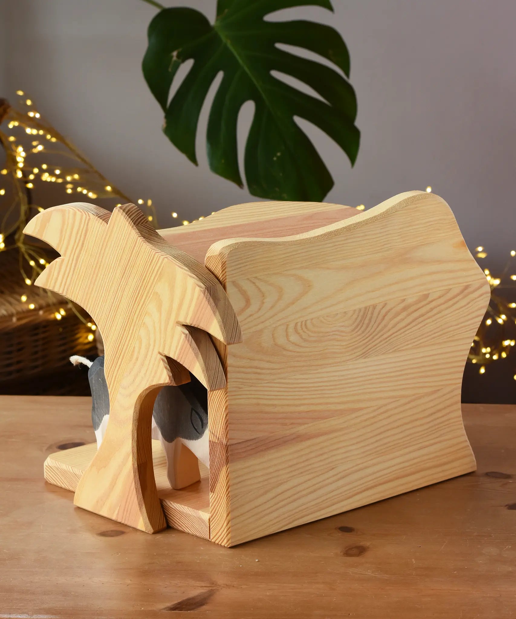 Back of the Ostheimer small wooden toy stable.