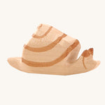 Ostheimer wooden snail figure on a plain background. 