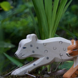Ostheimer Wooden Snow Leopard figure. This expertly hand crafted wooden figure is part of a large range of wooden toys here at Babipur.