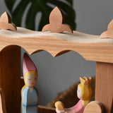 Close up of the decorative features on the roof of the Ostheimer Wooden Stage Coach toy.