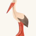 Ostheimer Stork wooden toy figure on a plain background. 