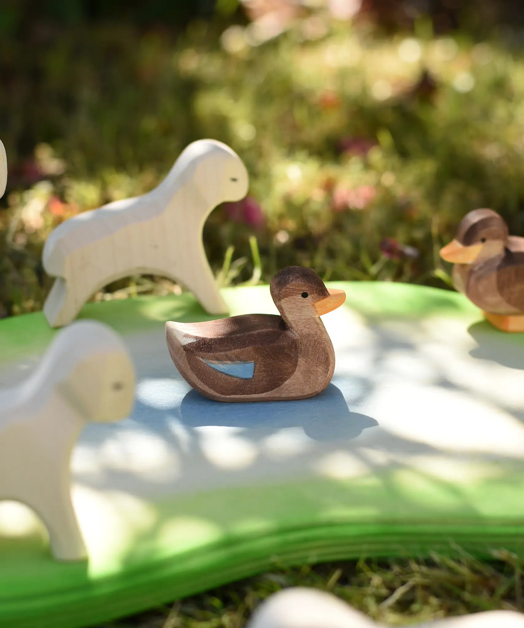 Ostheimer swimming duck placed in a small wold play scene in the Babipur garden. 