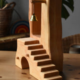 Close up of the stairs on the Ostheimer wooden tower with stairs.