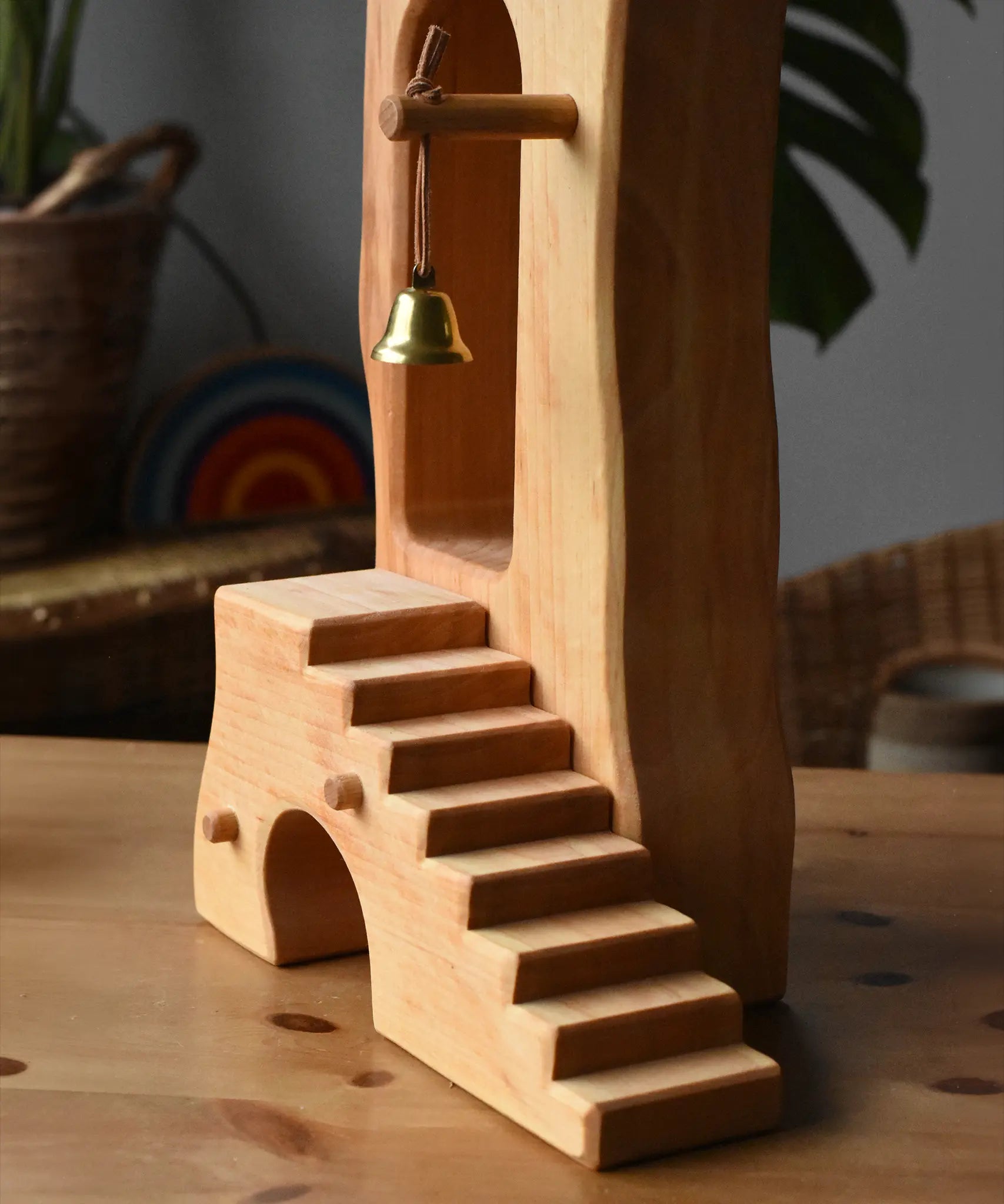 Close up of the stairs on the Ostheimer wooden tower with stairs.