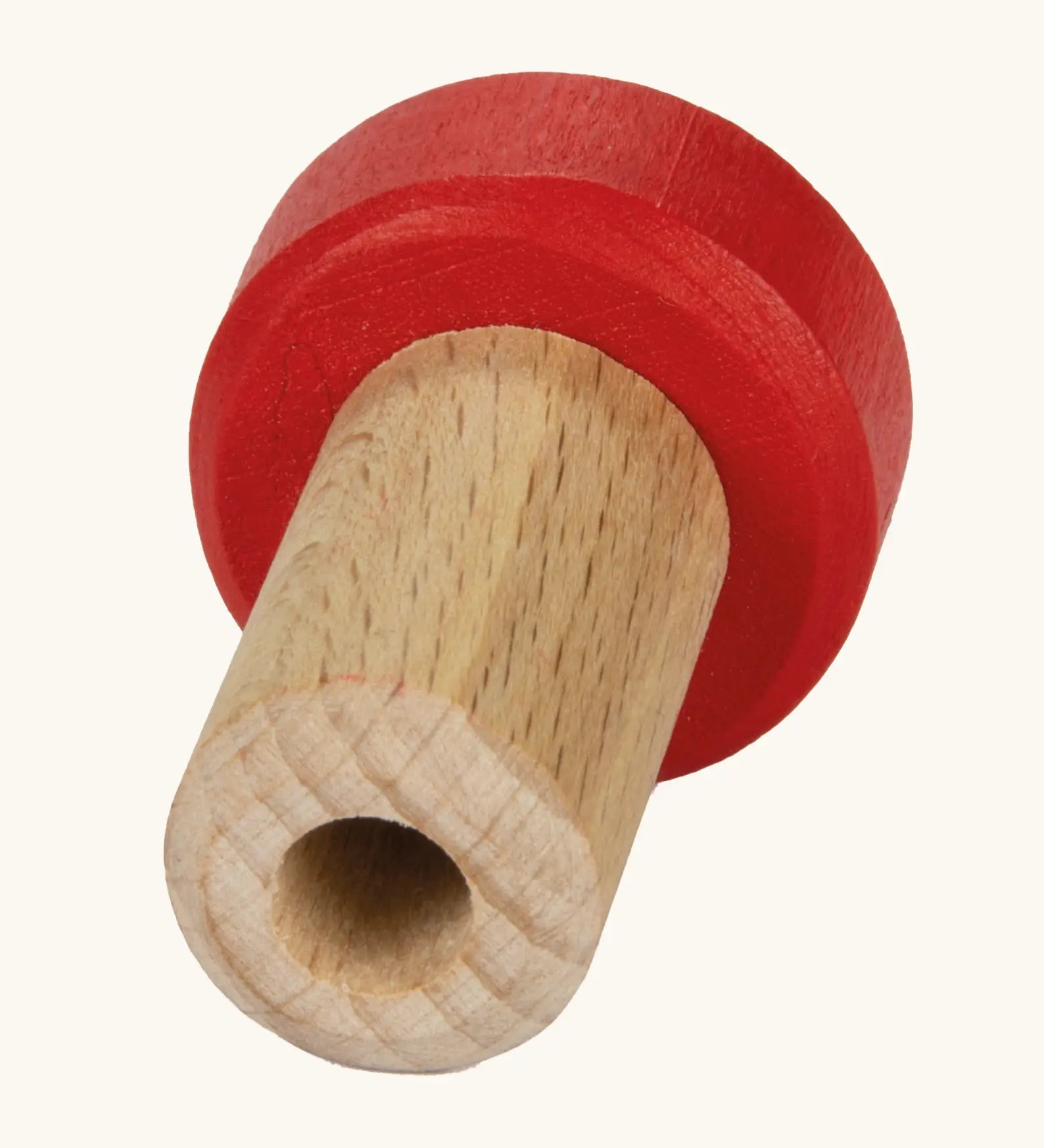 Ostheimer handcrafted wooden trailer adapters with a unpainted pin and red top.