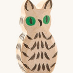 Ostheimer white wooden owl figure on a plain background. 