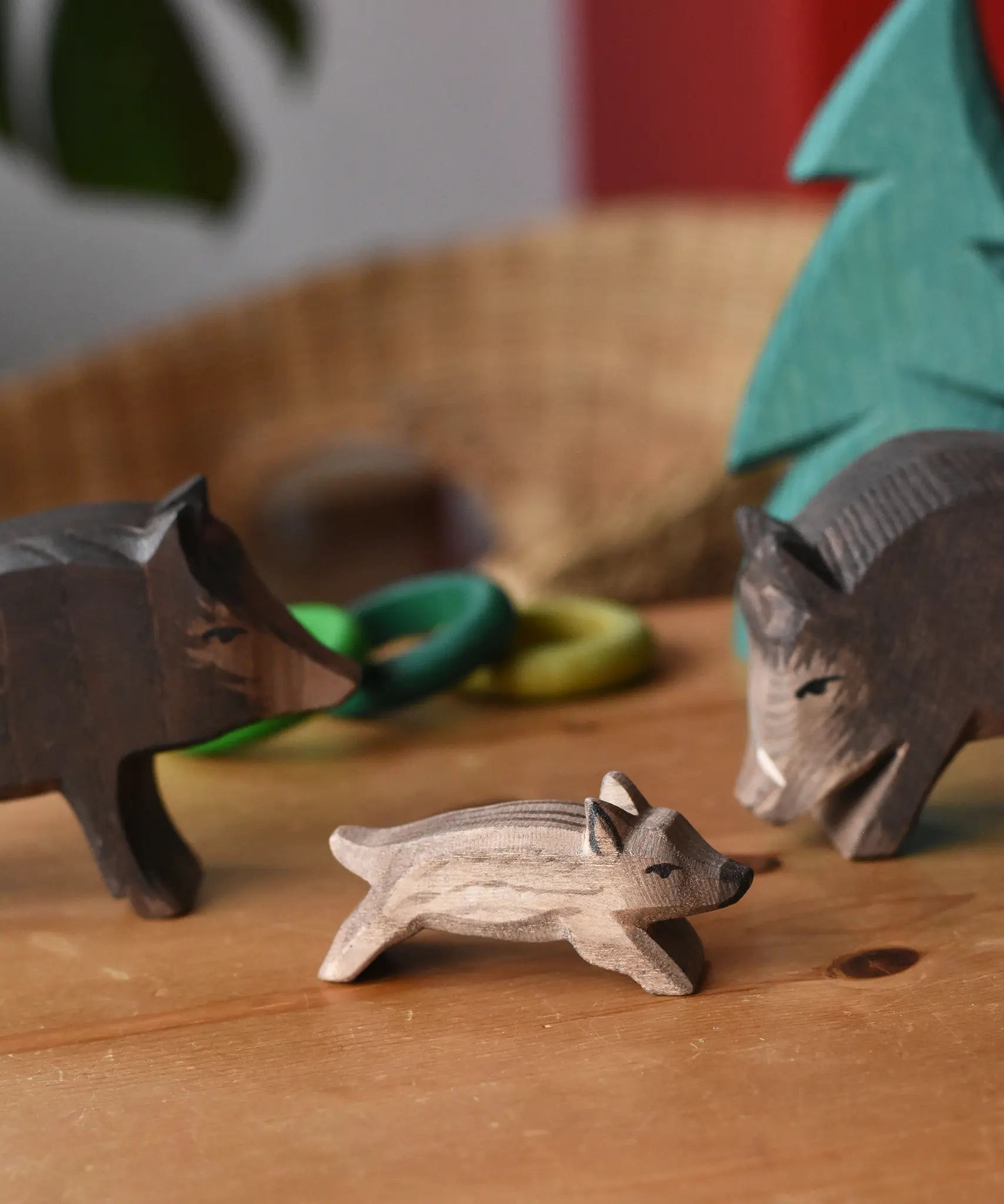 Ostheimer wild boar piglet in a small world play scene. 