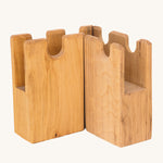 Ostheimer kids wooden castle toy corner blocks on a cream background