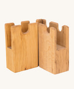 Ostheimer kids wooden castle toy corner blocks on a cream background