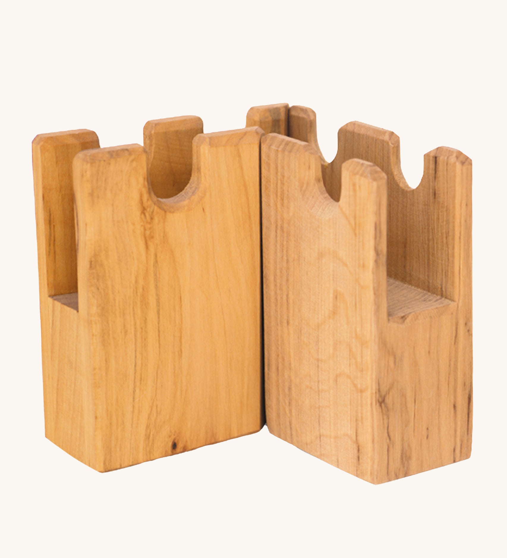 Ostheimer kids wooden castle toy corner blocks on a cream background
