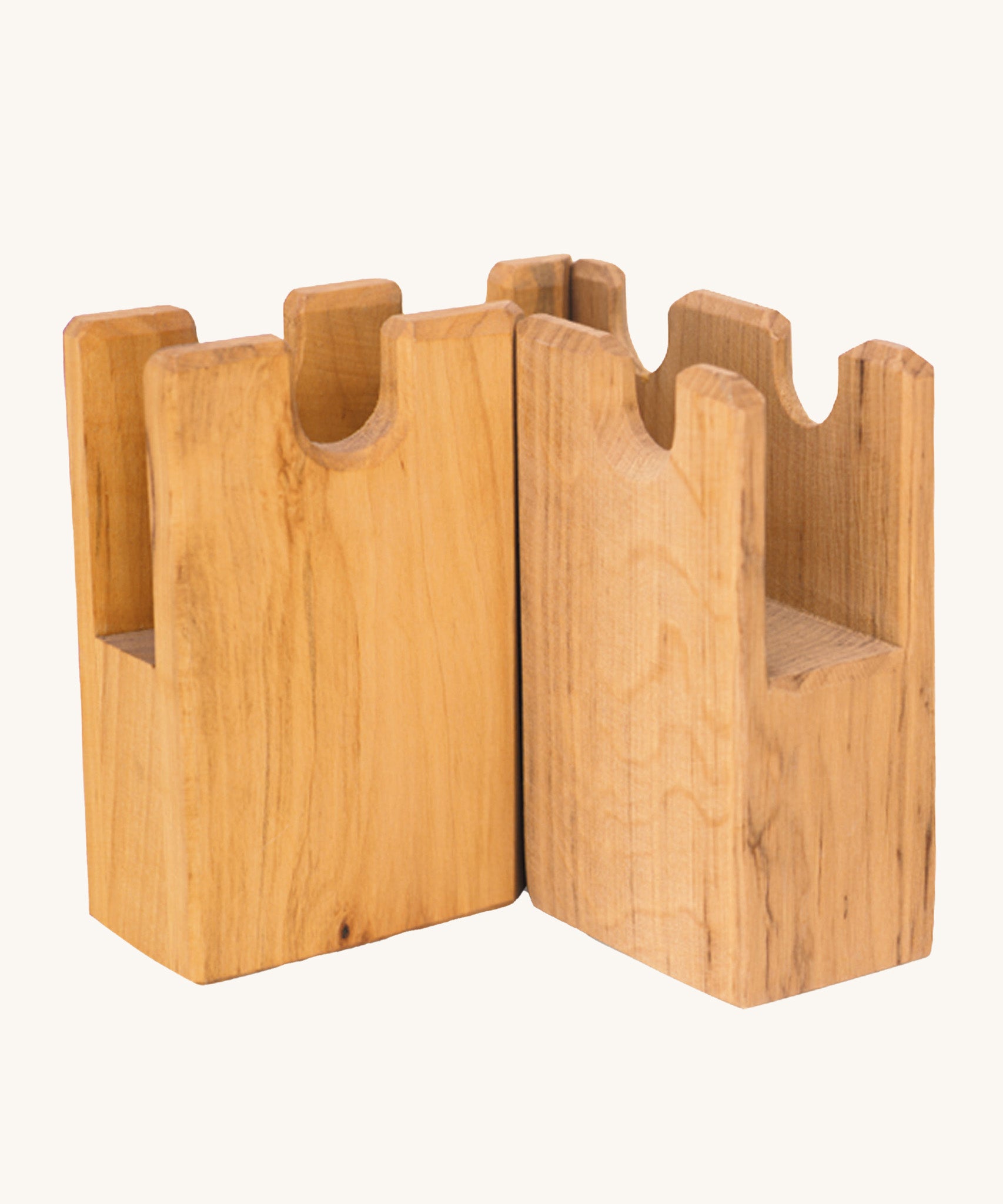 Ostheimer kids wooden castle toy corner blocks on a cream background