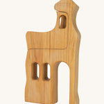 Ostheimer handmade wooden castle lookout tower toy on a cream background