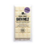 Our Tiny Bees Lavender Bath Melt packaged on white background