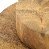 Close up of the natural wooden grain on the Papoose plastic-free waldorf stacking discs