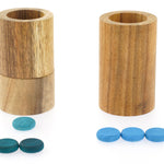 3 Papoose wooden tubes stacked on top of each other next to some Grapat counters showing 1+2=3
