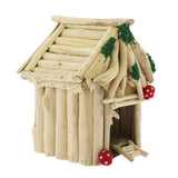 Close up of the Papoose wooden fairy woodland house on a white background