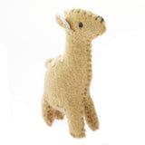 Papoose handmade felt fawn toy figure stood on a white background