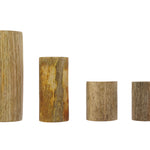 4 Papoose eco-friendly wooden stacking logs lined up on a white background
