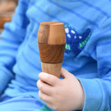 Small cone and bowls from the Papoose Toys wooden tinker tray school set used to make a toy ice cream.