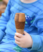 Small cone and bowls from the Papoose Toys wooden tinker tray school set used to make a toy ice cream.