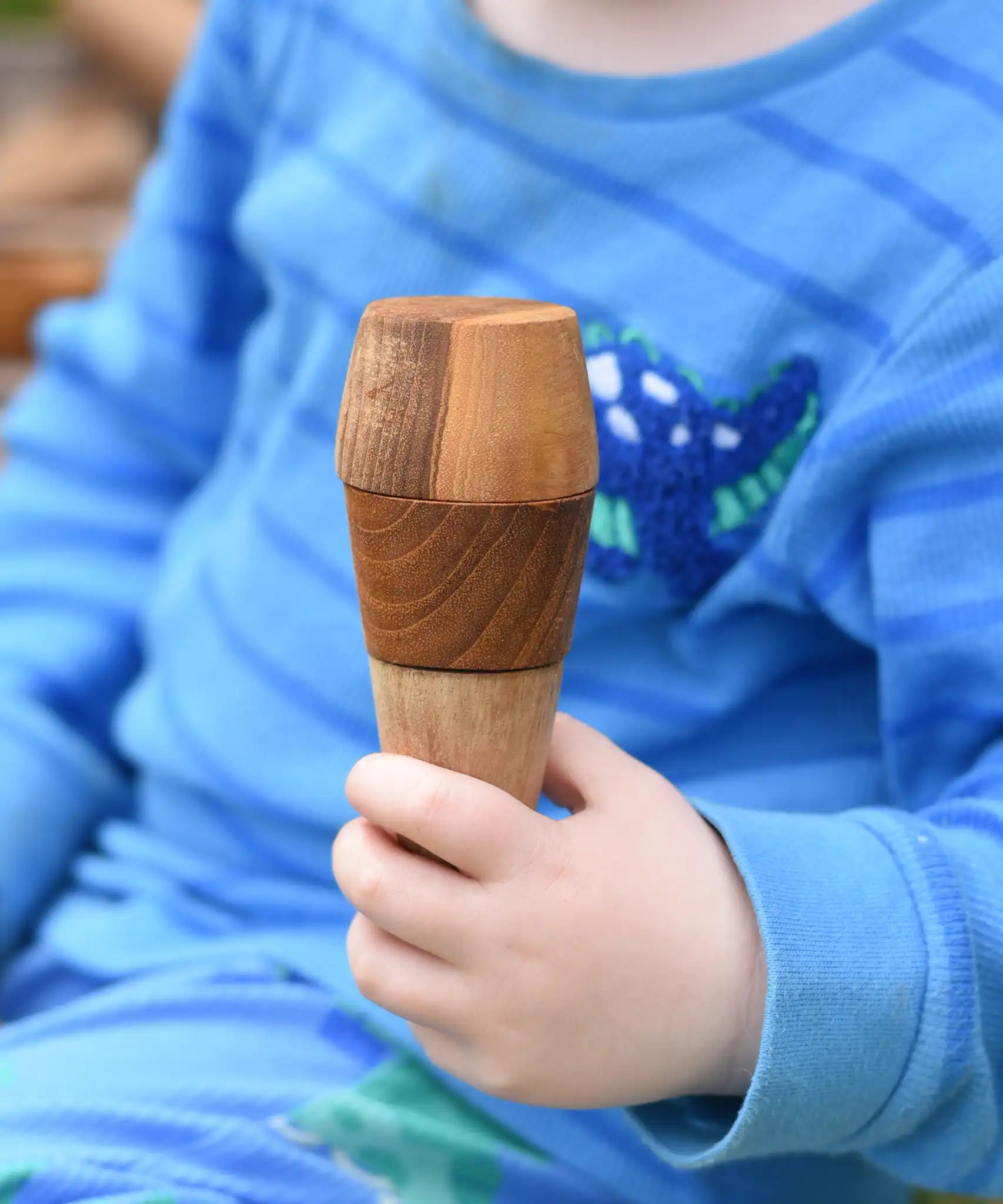 Small cone and bowls from the Papoose Toys wooden tinker tray school set used to make a toy ice cream.