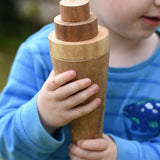 Cone and stacking discs from the Papoose Toys wooden tinker tray school set used to create a toy ice cream.