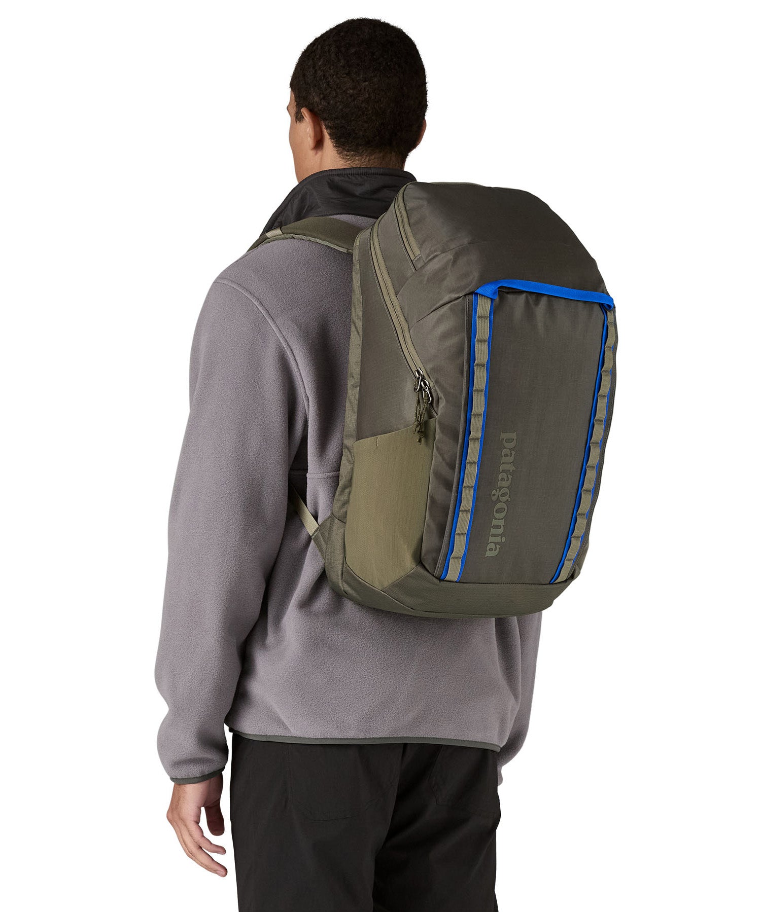 Patagonia 32L black hole backpack worn by an adult