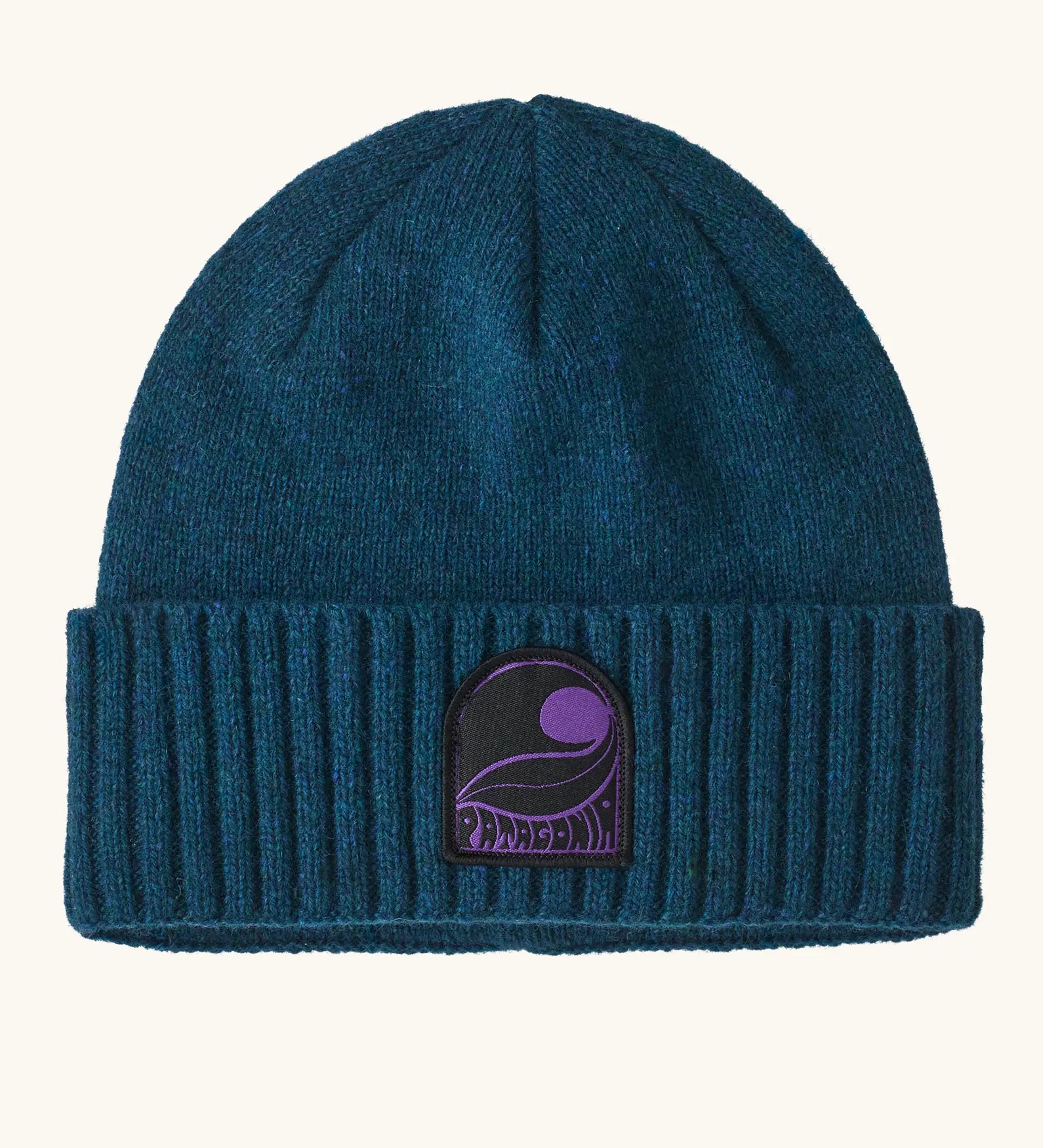 Patagonia brodeo wool blend unisex beanie in pass it around glacial blue.
