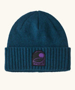 Patagonia brodeo wool blend unisex beanie in pass it around glacial blue.