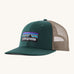 Patagonia adult cascade green hat. A trucker style cap with a mesh back and logo embroidery on the front panel