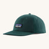 Patagonia adult label trad cap in cascade green. Features a logo patch stitched on the front panel. 