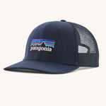 Patagonia Adult P-6 Logo Trucker Hat in New Navy pictured on a plain background