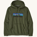 Patagonia Adult P-6 Logo Uprisal Hoody in a Torrey Pine Green colour on a plain background.