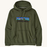 Patagonia Adult P-6 Logo Uprisal Hoody in a Torrey Pine Green colour on a plain background.