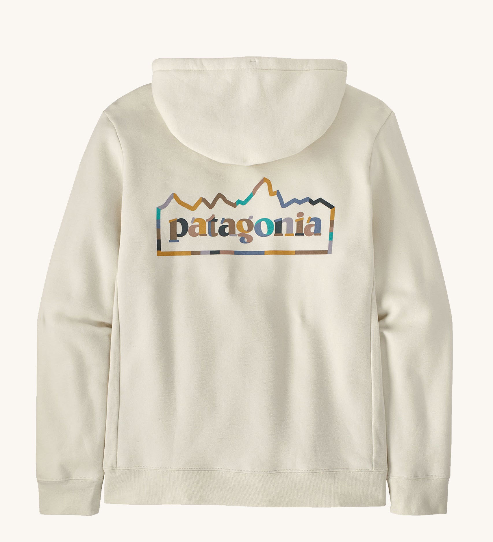 Patagonia Adult Unity Fitz Uprisal Hoody Birch White on a lain background showing the back