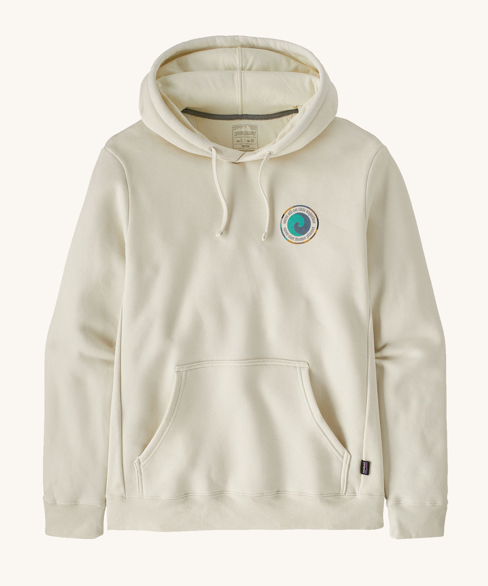 Patagonia Adult Unity Fitz Uprisal Hoody Birch White on a lain background showing the front