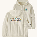 Patagonia Adult Unity Fitz Uprisal Hoody Birch White on a plain background showing both back and front