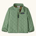 Patagonia Little Kids Nano Puff® Insulated Jacket Elwood Green, lightweight quilted baby jacket with zip and Patagonia chest logo.