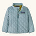 Patagonia Little Kids Nano Puff® Insulated Jacket Thermal Blue front view of lightweight quilted baby jacket with zip and Patagonia chest logo.