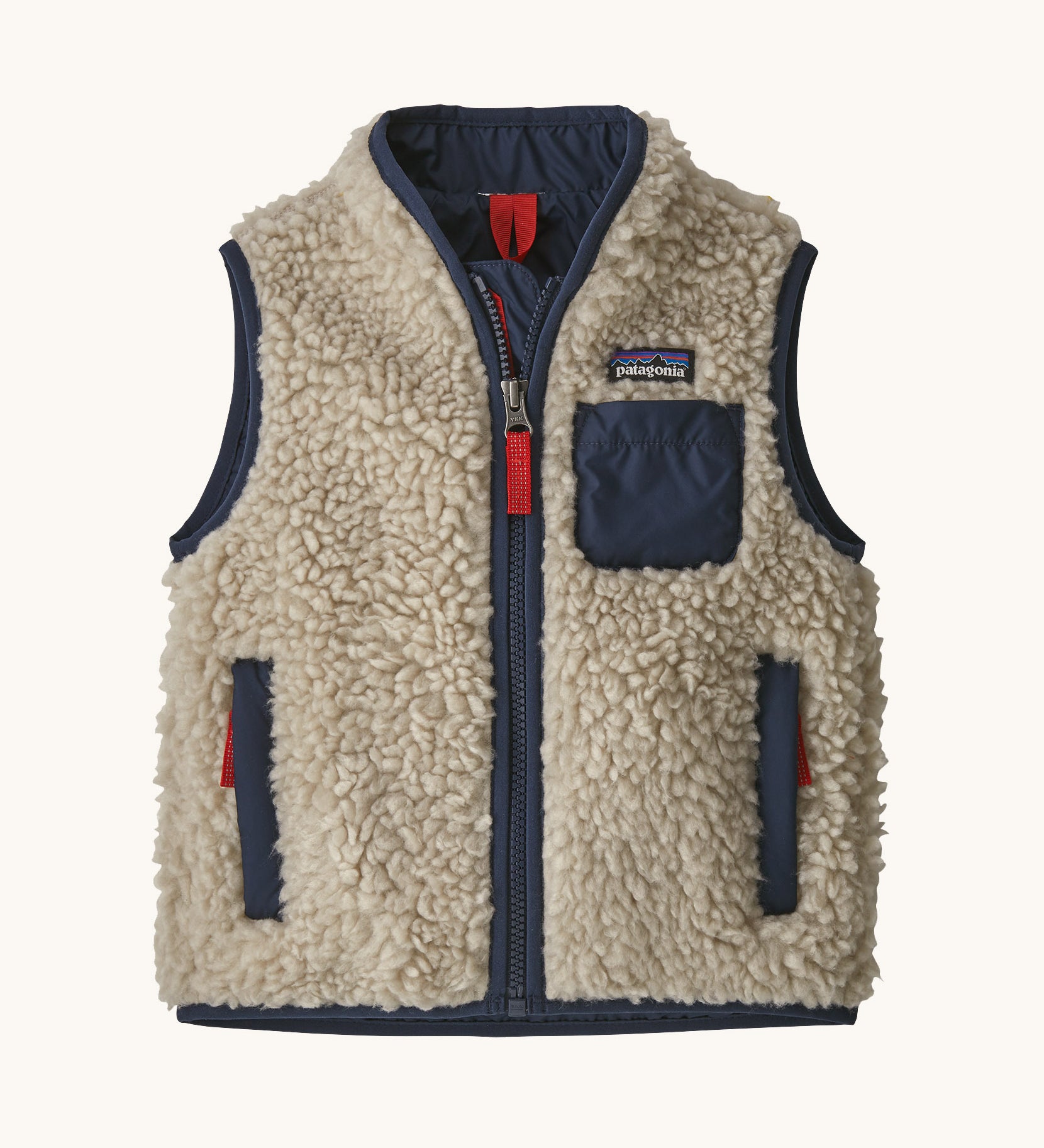 Patagonia Baby Retro-X® Fleece Vest - Natural with New Navy
