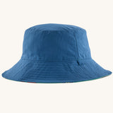 Patagonia reversible baby sun bucket hat one side shown on the plain blue.