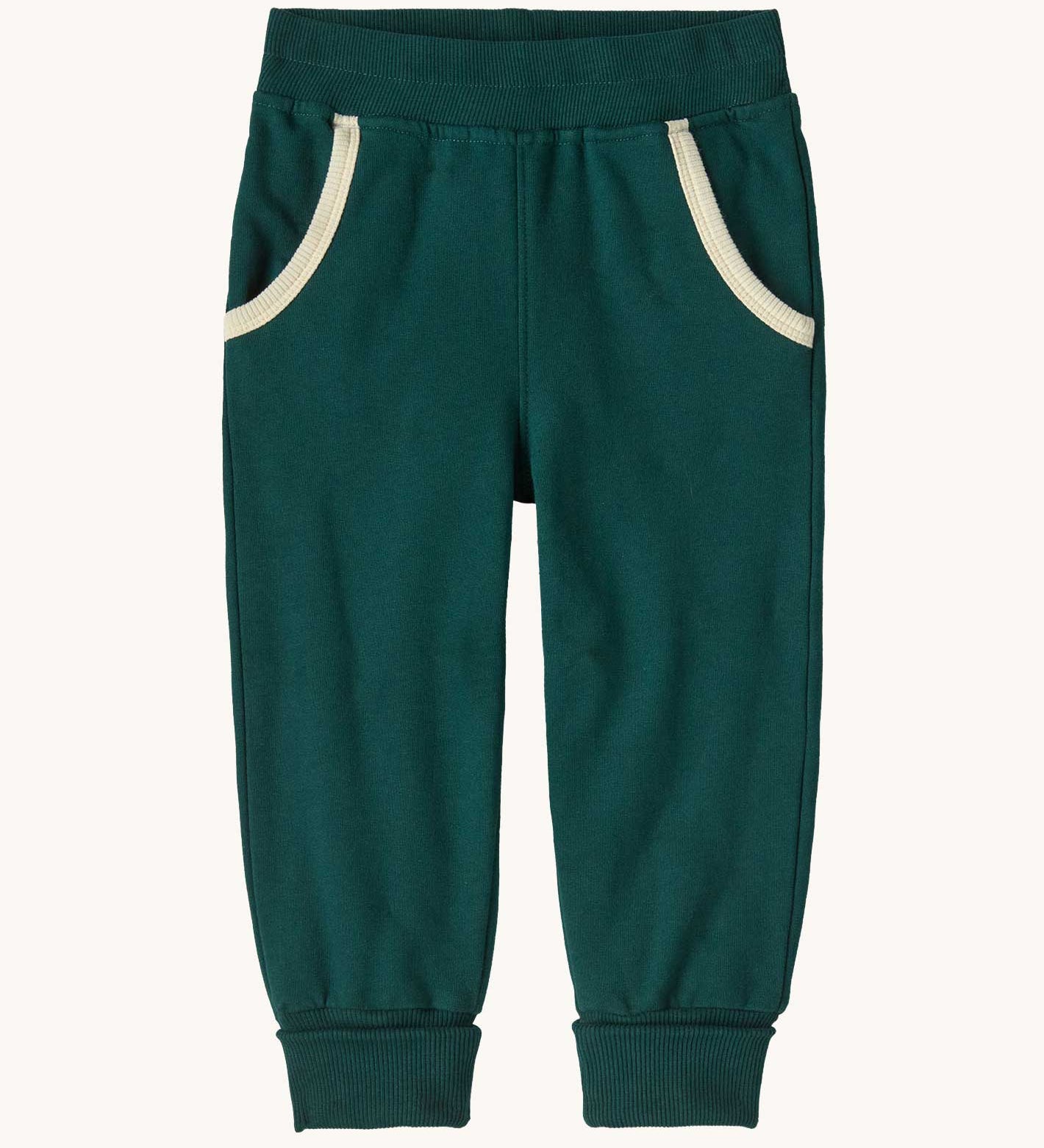 Patagonia Baby Sweatpants in a dark Cascade Green colour. 