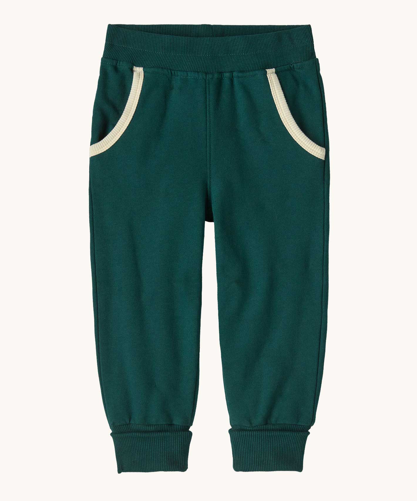 Patagonia Baby Sweatpants in a dark Cascade Green colour. 