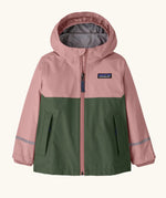 Patagonia little kids torrentshell 3L rain jacket in fuzzy mauve.