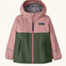 Patagonia little kids torrentshell 3L rain jacket in fuzzy mauve.