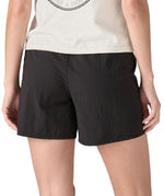 Patagonia women's baggies shorts in black worn by a woman back detail 